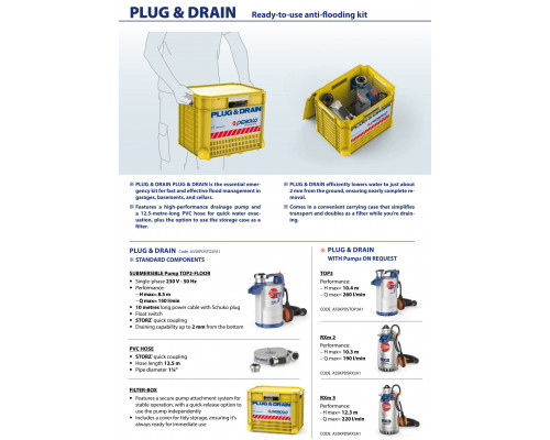 Аварийный комплект Plug & Drain-TOP2 FLOOR Pedrollo