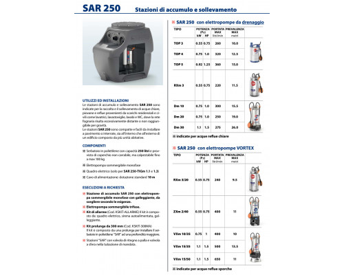 Канализационная насосная станция Pedrollo SAR 250-TIGm 1,3