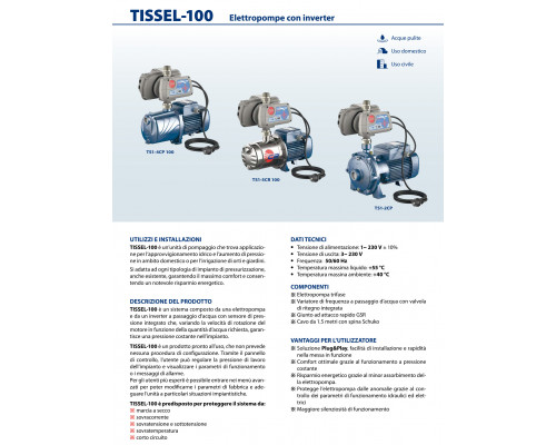 Автоматическая насосная станция Pedrollo TISSEL-100 TS1-2CP 25/130